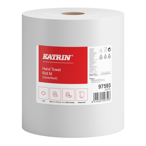 Ręcznik w roli Katrin 97593, 1w super biały, opakowanie 6 rolek