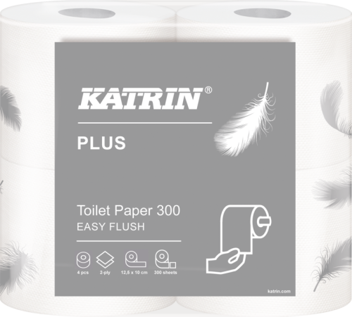 Papier toaletowy mała rolka Katrin Plus 105003 Easy Flush, 2w celuloza, opakowanie 20 rolek