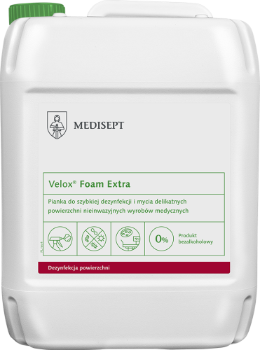 Medisept Velox Foam Extra - bezalkoholowa pianka do mycia i dezynfekcji powierzchni op. 5 L