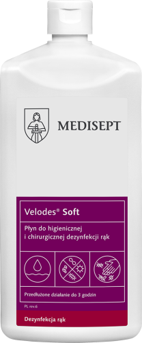 Medisept Velodes Soft płyn do higienicznej i chirurgicznej dezynfekcji rąk, op. 500 ml (24) (24 mm)