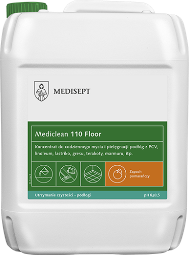 Medisept Mediclean 110 Floor - podłogi, mycie codzienne z konserwacją, zapach pomarańczowy, op. 5 L