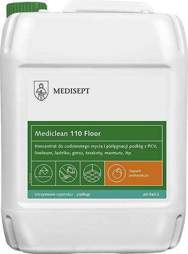 Medisept Mediclean 110 Floor - podłogi, mycie codzienne z konserwacją, zapach pomarańczowy, op. 5 L