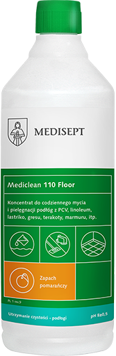 Medisept Mediclean 110 Floor - podłogi, mycie codzienne z konserwacją, zapach pomarańczowy, op. 1 L