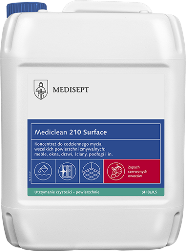 Medisept Mediclean 210 Surface - codzienne mycie powierzchni zmywalnych, CZERWONE OWOCE, op. 5 L