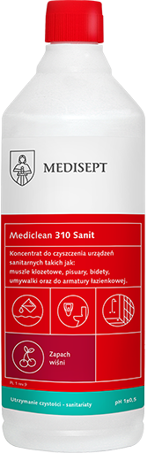 Medisept Mediclean 310 Sanit - mycie codzienne sanitariatów, zapach WIŚNIA, op. 1 L