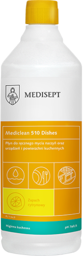 Medisept Mediclean 510 Dishes - płyn do ręcznego mycia naczyń, (12) CYTRYNA, op. 1 L
