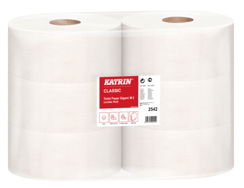 Papier toaletowy Jumbo rola Katrin Classic 2542, 2w biały, opakowanie 6 rolek (daw. 106828)